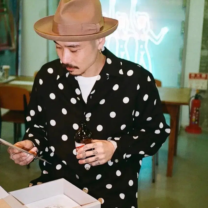 [BUNJANG] Wacko Maria 23ss Polka Dot Open Collar Shirt M / [M] 와코마리아 23ss 도트 오픈카라 셔츠