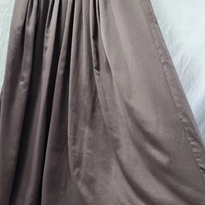 [BUNJANG] Satin Pleated Long Skirt Brown / 새틴 플리츠 롱 스커트 브라운