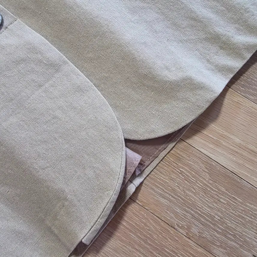 [BUNJANG] Une Linen V-neck Dress / une 브이넥 린넨 원피스 단추 포인트 free 44 55