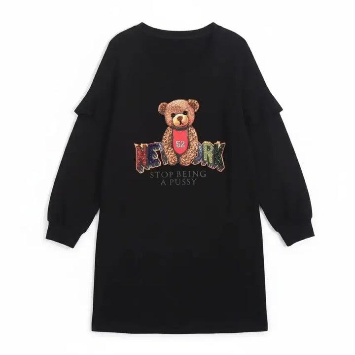 [BUNJANG] Miuco Big Size Teddy Bear Embellished Dress / 여성2XL / 미우코 빅사이즈 비즈장식 테디베어 원피스BK 0-18