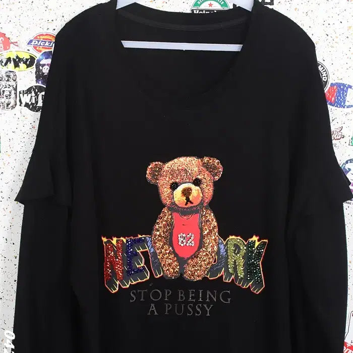 [BUNJANG] Miuco Big Size Teddy Bear Embellished Dress / 여성2XL / 미우코 빅사이즈 비즈장식 테디베어 원피스BK 0-18