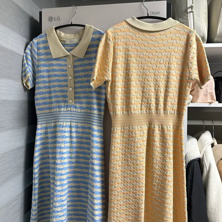 [BUNJANG] Knit Short Sleeve Dress Yellow/Blue / 봄 여름 니트 반팔 원피스 옐로우/블루 2개모두 드림