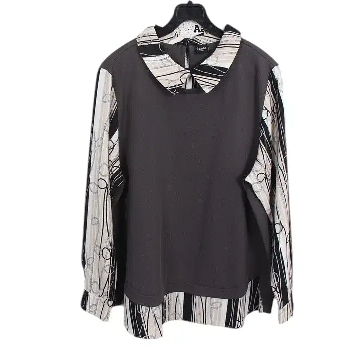 [BUNJANG] Ecole de Paris Color-Blocked Blouse Size 77 / 여성77/ 에꼴드파리 배색 정장 블라우스 CH 0-167
