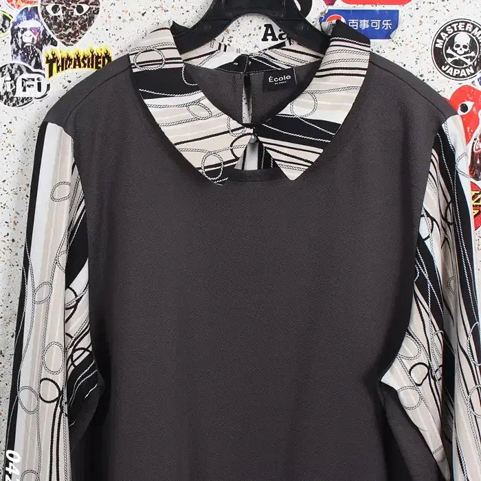 [BUNJANG] Ecole de Paris Color-Blocked Blouse Size 77 / 여성77/ 에꼴드파리 배색 정장 블라우스 CH 0-167