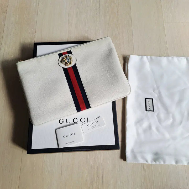 [BUNJANG] Gucci Raja Stripe Tiger Head Clutch Ivory / [100%/정품] 구찌 라자 스트라이프 타이거 헤드 클러치 아이보리