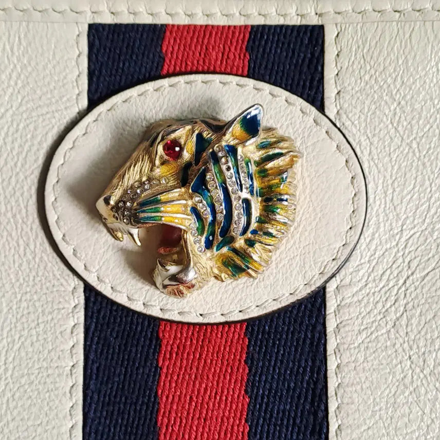 [BUNJANG] Gucci Raja Stripe Tiger Head Clutch Ivory / [100%/정품] 구찌 라자 스트라이프 타이거 헤드 클러치 아이보리