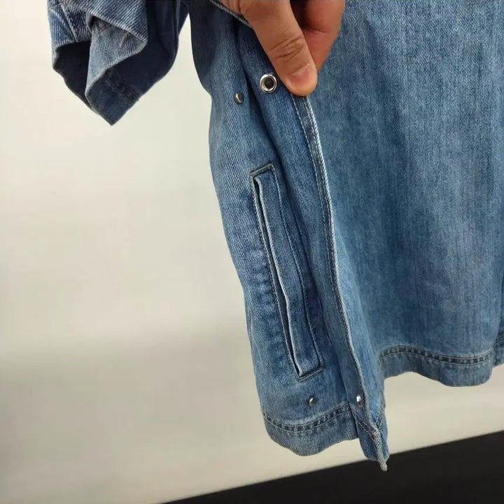 [SOLD OUT] (새상품) 솔리드옴므 24ss 반팔 데님 셔츠 자켓 48사이즈