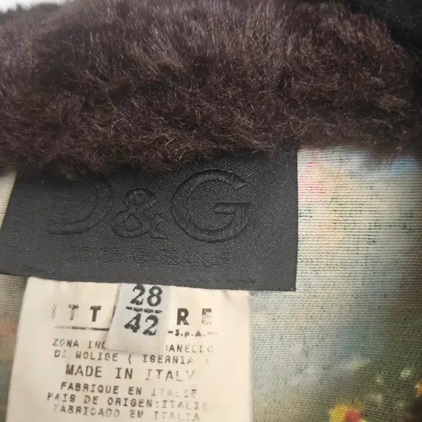 [BUNJANG] D&amp;G Dolce &amp; Gabbana Green Floral Print Fur Trimmed Denim Jacket / D&amp;G 플라워 프린팅 퍼 트리밍 그린 데님 자켓