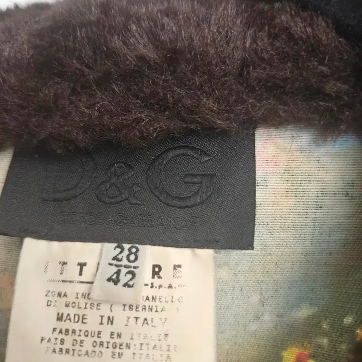 [BUNJANG] D&amp;G Dolce &amp; Gabbana Green Floral Print Fur Trimmed Denim Jacket / D&amp;G 플라워 프린팅 퍼 트리밍 그린 데님 자켓