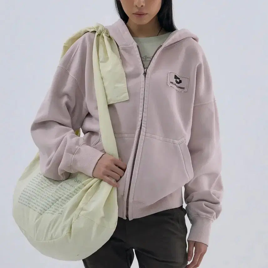 [BUNJANG] Wellbeing Express Pink Hoodie Zip-up / 웰빙 익스프레스 핑크색 후드집업