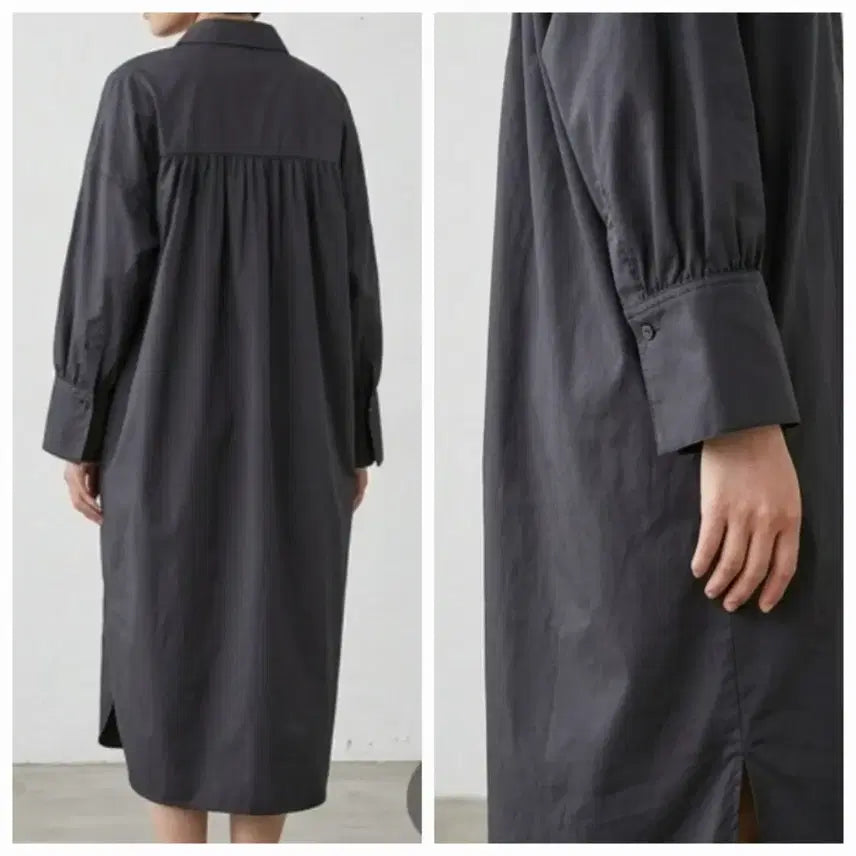 [BUNJANG] A+G Charcoal Cotton Boxy Shirt Long Dress / A+G 엣지 셔츠 롱원피스 (거의새거)55~66가능