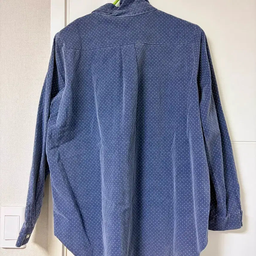 [BUNJANG] Vintage Dot Blue Navy Long Sleeve Shirt Oversized Big Size Mori Girl XL / 빈티지 도트 블루 네이비 파랑 긴팔 셔츠 오버핏 빅사이즈 모리걸 XL
