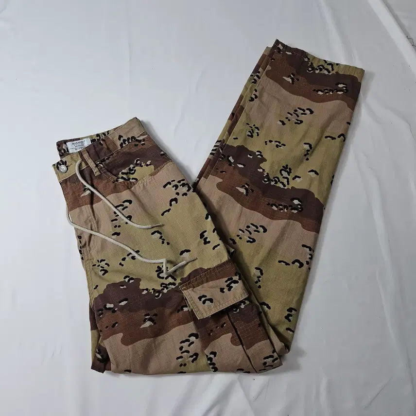[BUNJANG] BS Rabbit Cargo Camo Pants Cotton String Loose Fit L / 비에스래빗 카고 루즈핏 카모팬츠 스트링 코튼 워크 L