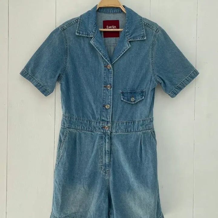 [SOLD OUT] 럭키마르쉐 데님 반팔 점프수트