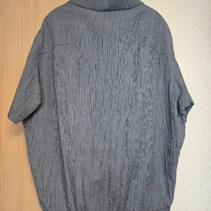 [SOLD OUT] 시스템옴므 린넨 블렌드 크링클 밴딩 헴 탑 네이비 100 오픈카라 헨리넥