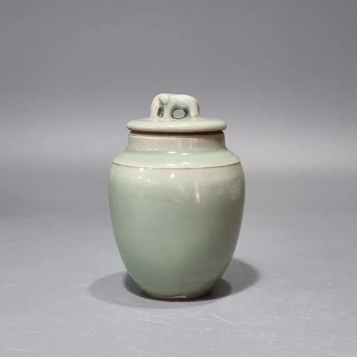 [BUNJANG] Celadon Porcelain Jar with Elephant Lid Handle / 비색청자유개호. 고13.5