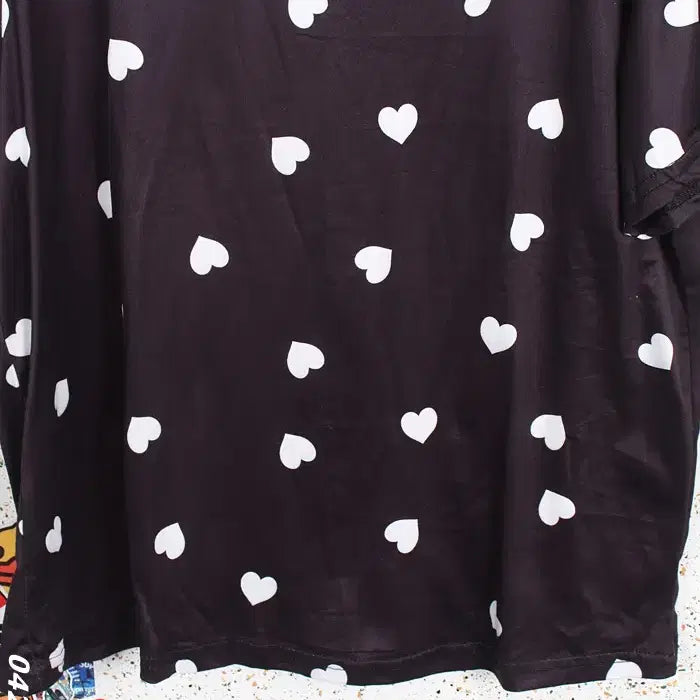 [BUNJANG] Daily Heart Pattern Home Wear Short Sleeve Set / 여성F / 데일리 하트패턴 홈웨어 잠옷 반팔셋업NV 0-21