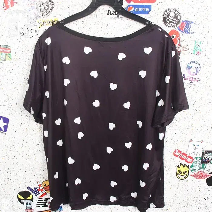 [BUNJANG] Daily Heart Pattern Home Wear Short Sleeve Set / 여성F / 데일리 하트패턴 홈웨어 잠옷 반팔셋업NV 0-21