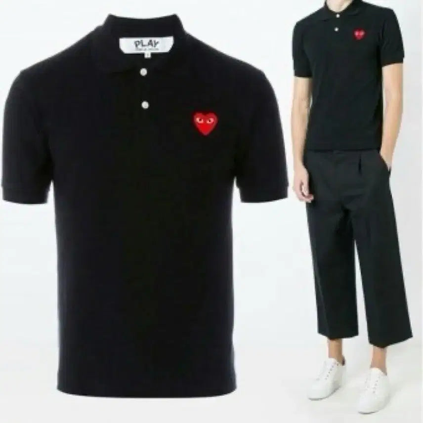 [BUNJANG] Comme des Garçons Play Short Sleeve Polo T-Shirt (Sealed) / 꼼데가르송 플레이 반팔 폴로티 카라티 블랙/화이트 미개봉 새상품