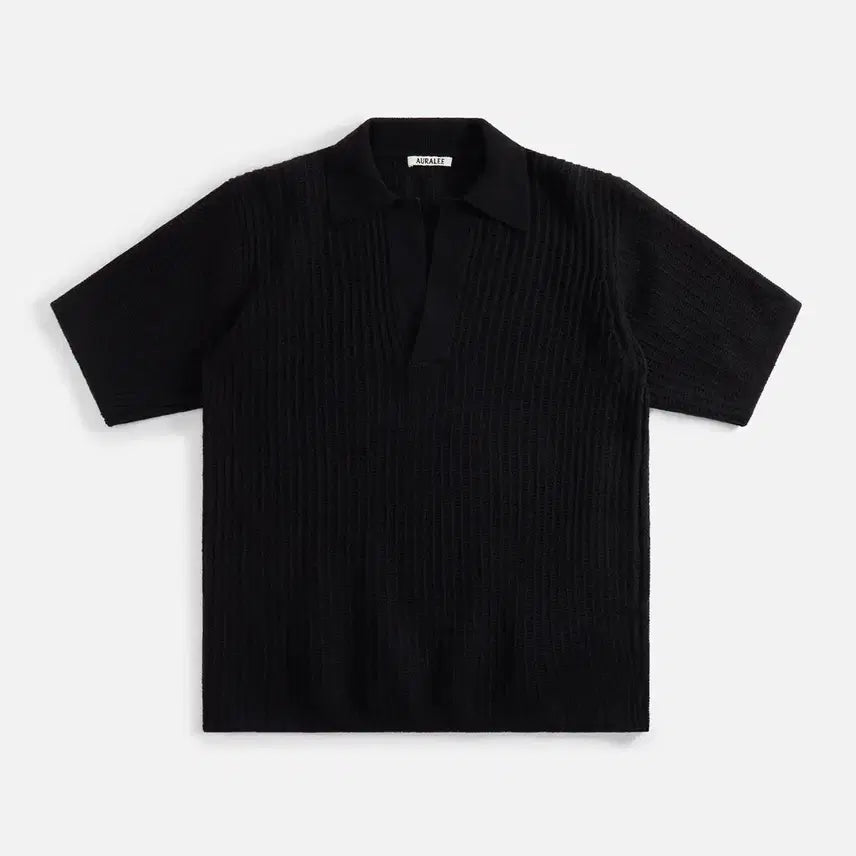 [BUNJANG] Auralee Wool Rib Knit Skipper Polo Black / Auralee Wool Rib Knit Skipper Polo Black