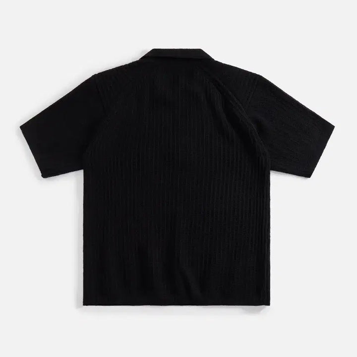 [BUNJANG] Auralee Wool Rib Knit Skipper Polo Black / Auralee Wool Rib Knit Skipper Polo Black
