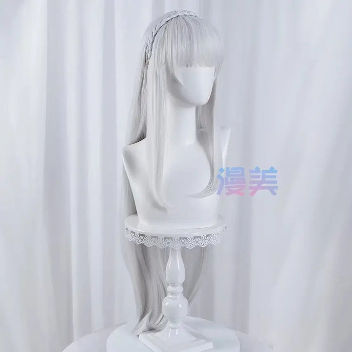 [BUNJANG] Re:Zero Emilia Grey Long Wig Cosplay Hair / 새상품 리제로 에밀리아 가발만 그레이롱가발 통가발 코스프레가발