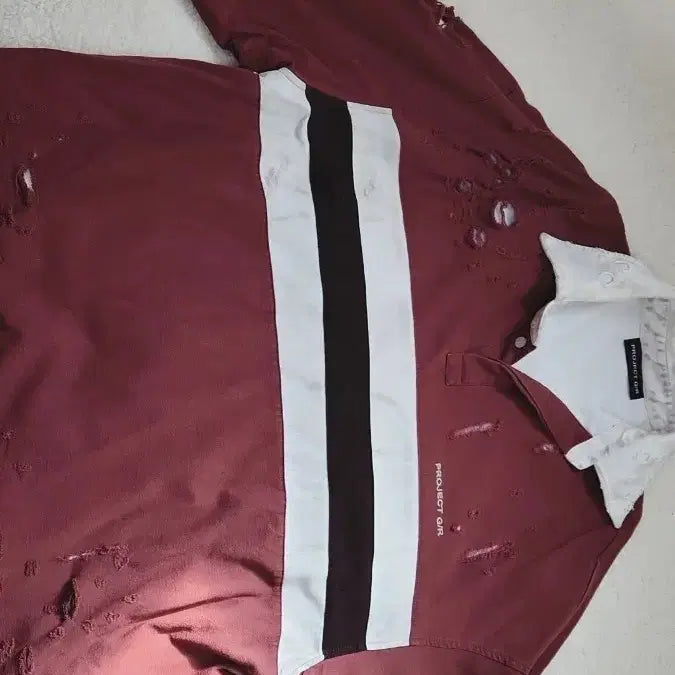 [BUNJANG] PROJECT.G Bleed Polo Shirt Burgundy Size 1 / 프로젝트gr 불리드폴로셔츠 버건디/1사이즈