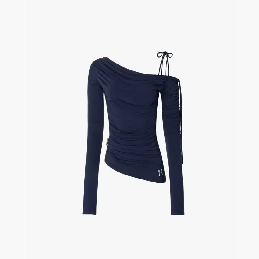 [BUNJANG] Newerlene Cats Draping One-Shoulder Top Midnight Blue / 뉴얼린 Cats Draping One-Shoulder Top 미드나잇블루