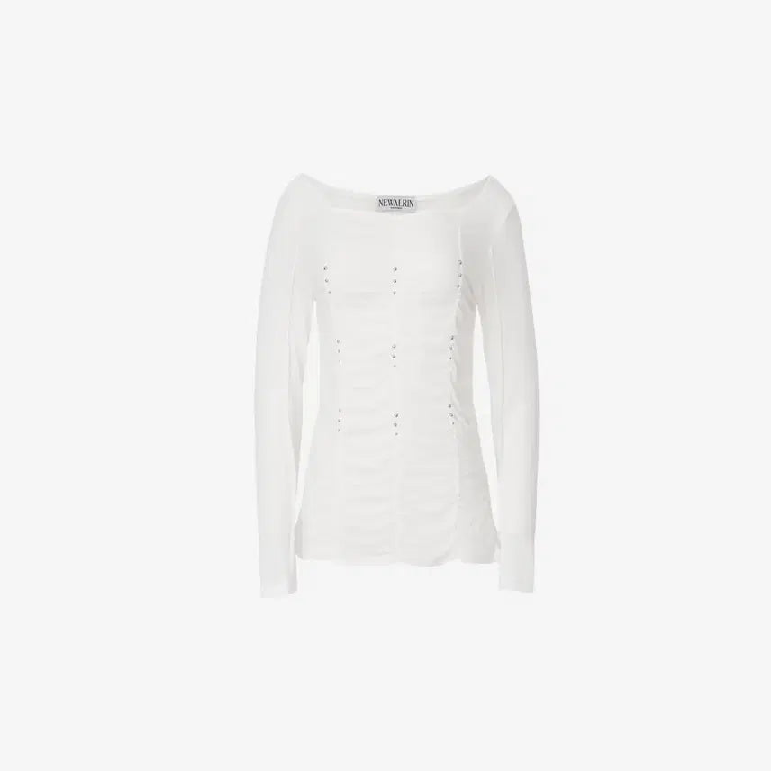 [BUNJANG] Newerlene Twinkle Shirring Top Ivory / 뉴얼린 트윙클 시스루 탑 Twinkle Shirrign Top 아이보리