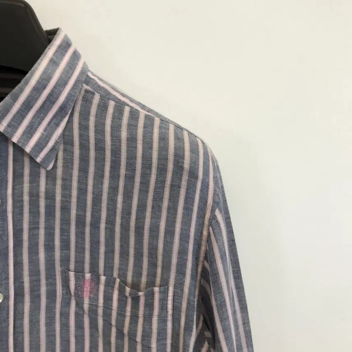 [BUNJANG] Daks 100% Linen Stripe Shirt Size 100 / 닥스 린넨100프로 스트라이프셔츠 [100]