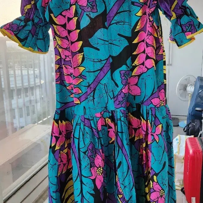 [BUNJANG] Hawaiian Hula Muumuu Dress (Size L) / 하와이안 훌라 무무드레스 L