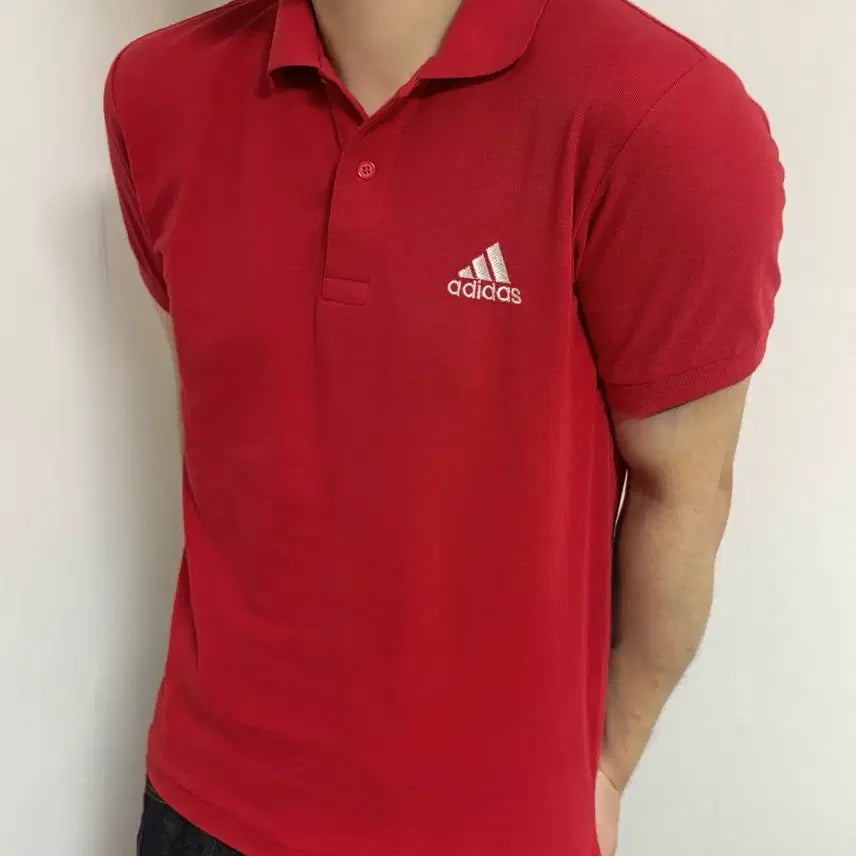 [BUNJANG] Adidas Red Short Sleeve T-Shirt Size S-M / 아디다스 레드 반팔티 S-M / 세탁완료