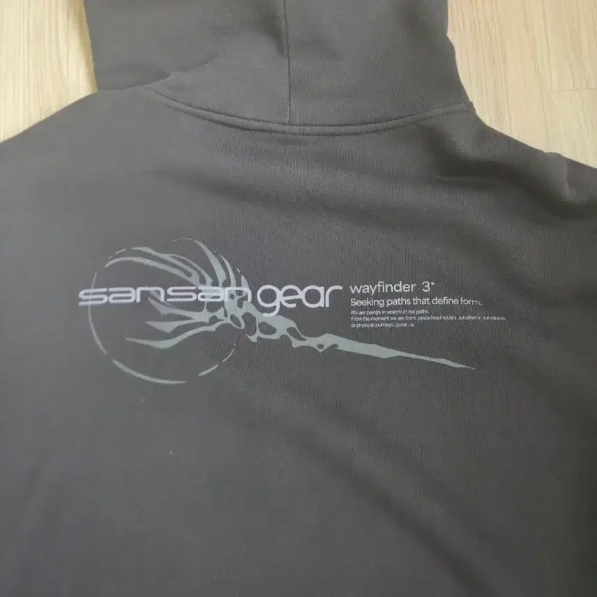 [BUNJANG] Sansan Gear Logo Hoodie Charcoal 25FW / 산산기어 로고 후디 차콜 25FW