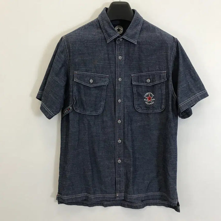 [BUNJANG] Converse Chambray Short Sleeve Shirt / 컨버스 빈티지 샴브레이 반팔셔츠 [100]