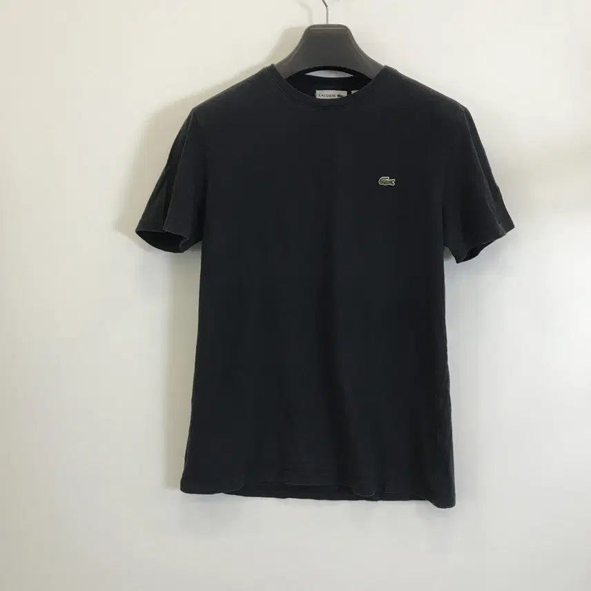 [BUNJANG] Lacoste Cropped Fit Cotton T-Shirt Black M / 라코스테 크록 반팔티셔츠 블랙[95]