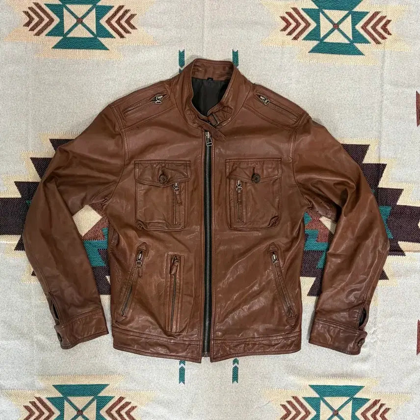 [BUNJANG] Vintage Italian Lambskin Cafe Racer Biker Jacket / 이태리 양가죽 바이커 라이더 자켓