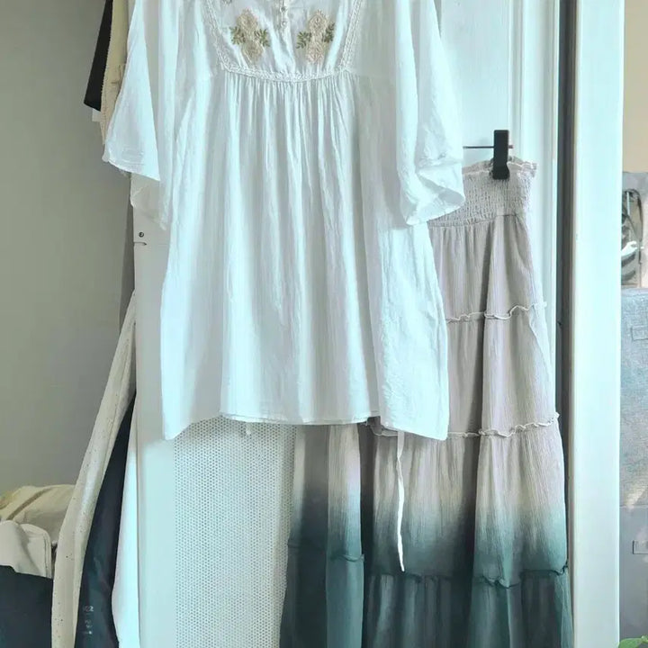 [SOLD OUT] 빈티지 모리걸 하구미 그라데이션 캉캉 롱스커트