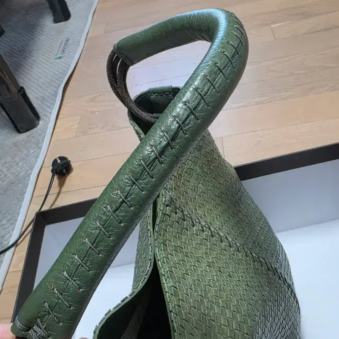 [BUNJANG] Henry Beguelin Weaving Tote Bag / 헨리베글린 위빙 세끼옐로 카프스킨 라이트그린
