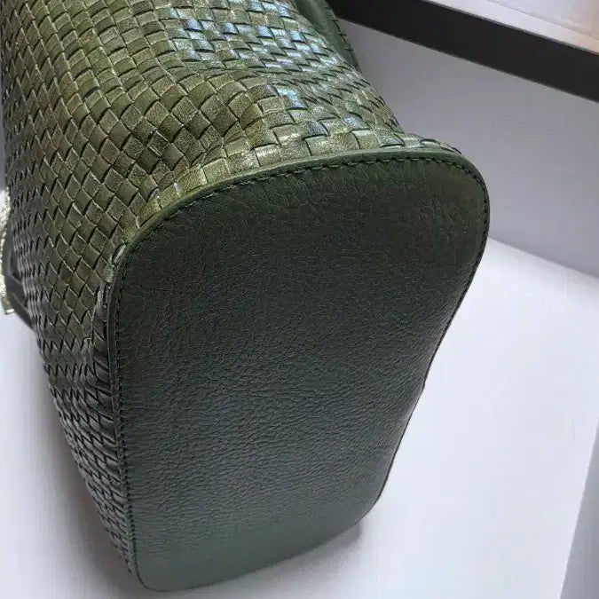 [BUNJANG] Henry Beguelin Weaving Tote Bag / 헨리베글린 위빙 세끼옐로 카프스킨 라이트그린