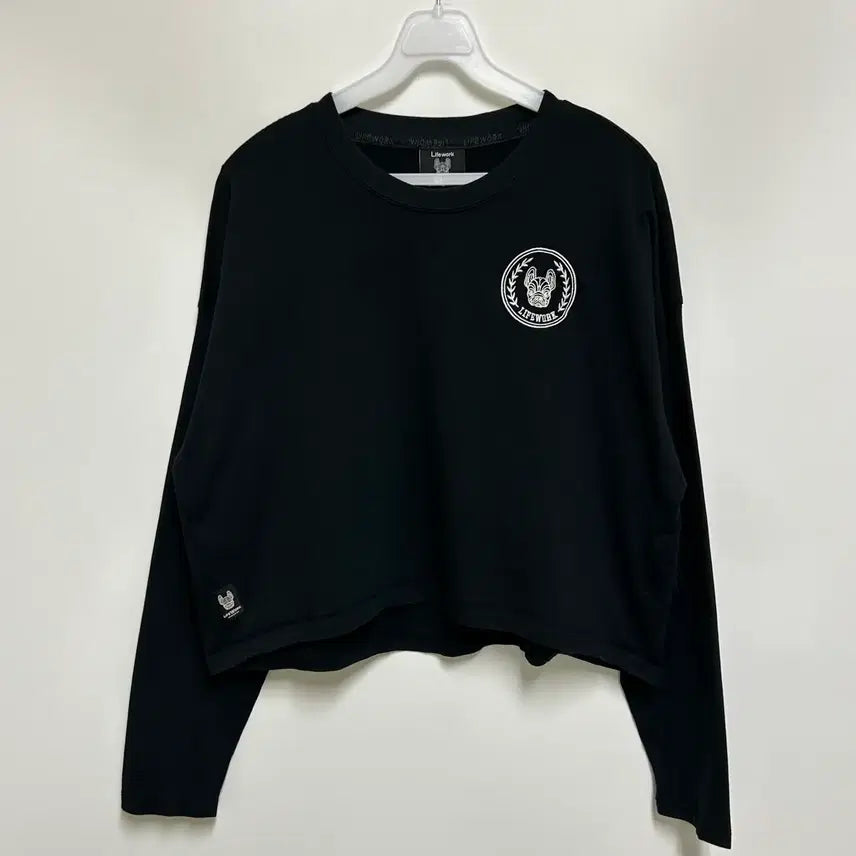 [BUNJANG] Life Work Embroidered Emblem Crop Long Sleeve T-shirt / [여자-FREE]라이프워크 자수 앰블럼 숏 긴팔티셔츠