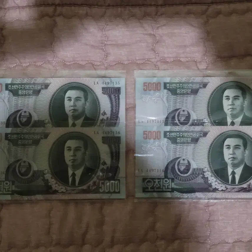 [BUNJANG] North Korean 5000 Won Banknotes (Set of 4) / 북한 5000원