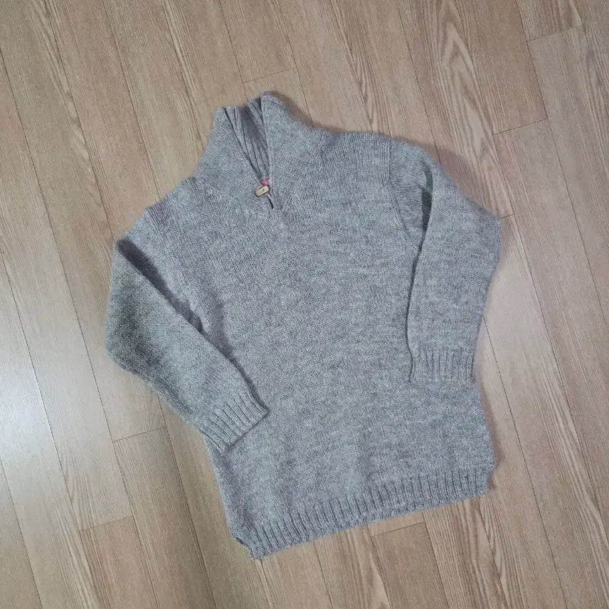 [BUNJANG] 45RPM Light Gray High-Neck Knit / 45RPM 라이트 그레이 하이넥 짜임 니트