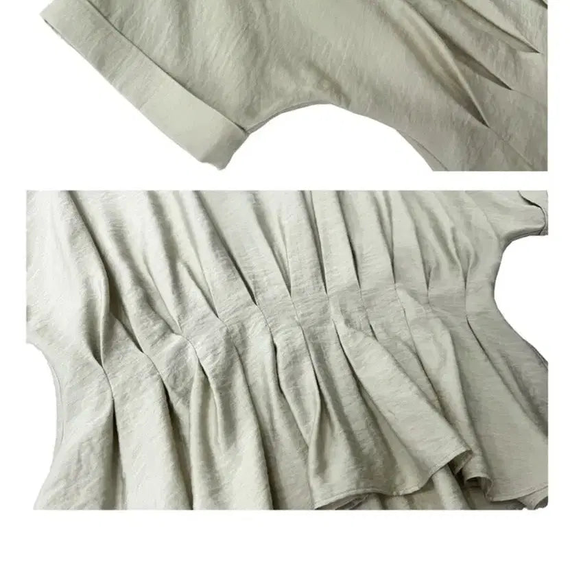 [SOLD OUT] 지에마르 웨이스트 포인트 블라우스 러플블라우스 셔링블라우스 반팔블라우스