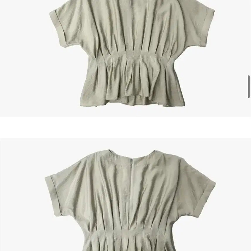 [SOLD OUT] 지에마르 웨이스트 포인트 블라우스 러플블라우스 셔링블라우스 반팔블라우스