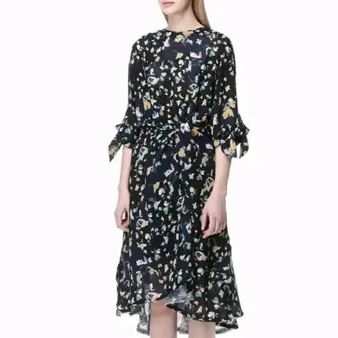 [SOLD OUT] 타임 플라워 패턴 랩 스타일 원피스 66