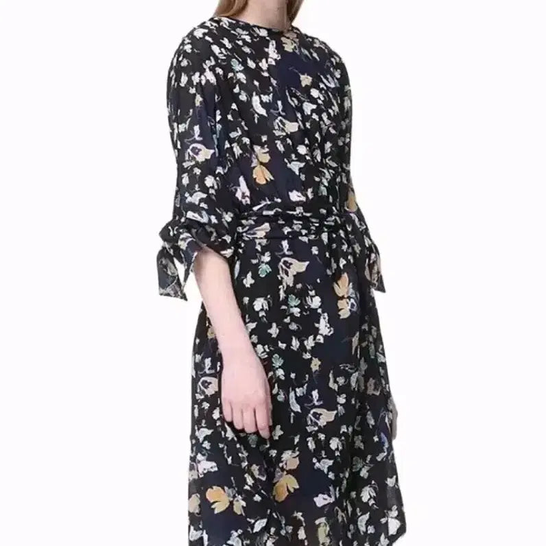 [SOLD OUT] 타임 플라워 패턴 랩 스타일 원피스 66