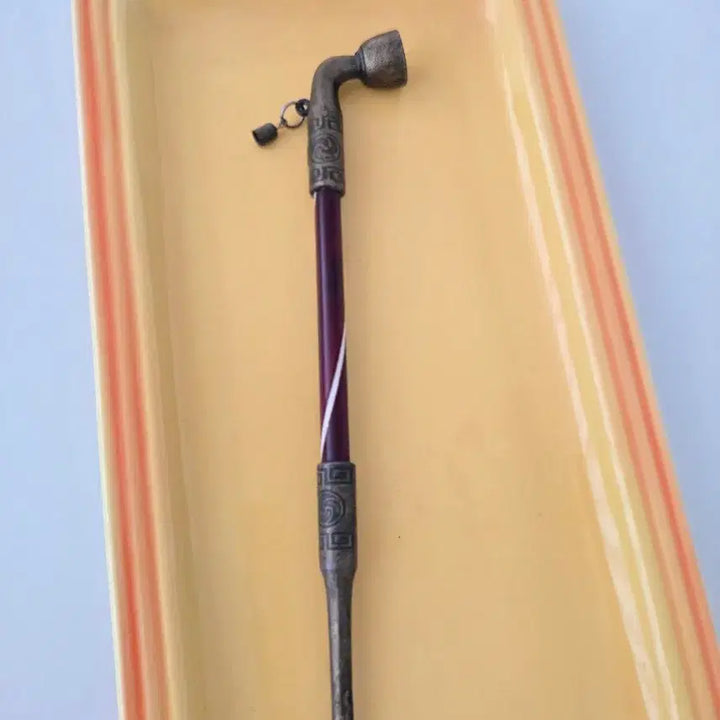 [BUNJANG] Antique Korean White Brass Gomdae (Bamboo Pipe) with Intricate Engravings / 희귀 근대사 골동품 | 세밀한 문양 백동 곰방대(단죽)