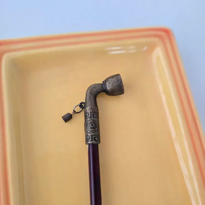 [BUNJANG] Antique Korean White Brass Gomdae (Bamboo Pipe) with Intricate Engravings / 희귀 근대사 골동품 | 세밀한 문양 백동 곰방대(단죽)