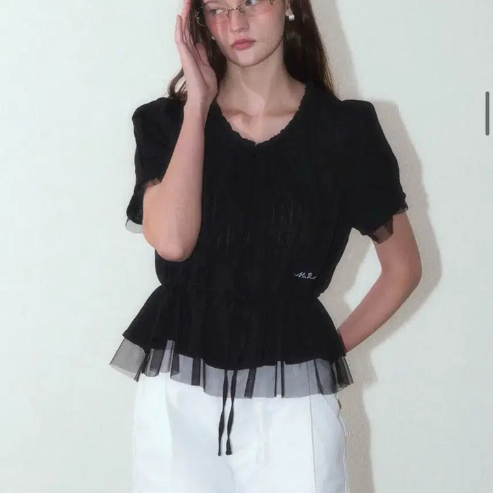 [BUNJANG] House of Pond Black Layered Blouse / 하우스오브폰드 새상품 반팔블라우스 블랙블라우스 반팔원피스
