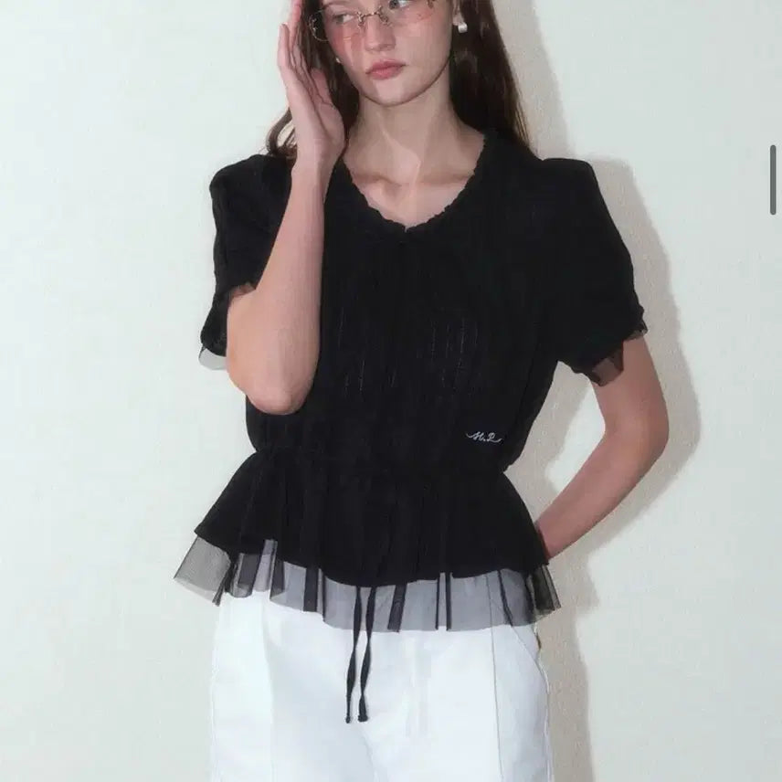 [BUNJANG] House of Pond Black Layered Blouse / 하우스오브폰드 새상품 반팔블라우스 블랙블라우스 반팔원피스